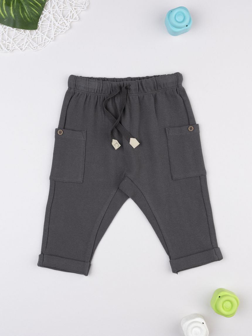 βρεφικό παντελόνι φόρμας γκρι με τσέπες για αγόρι - Prénatal