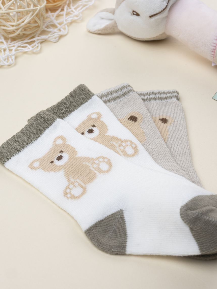 βρεφικά καλτσάκια με αρκουδάκια πακέτο x2 για αγόρι - Prénatal