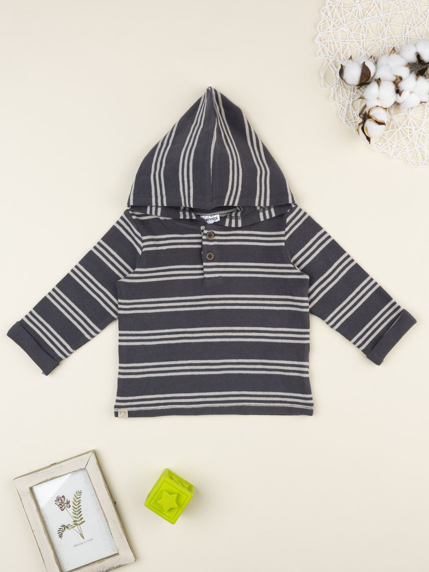 βρεφική μπλούζα γκρι ριγέ για αγόρι - Prénatal