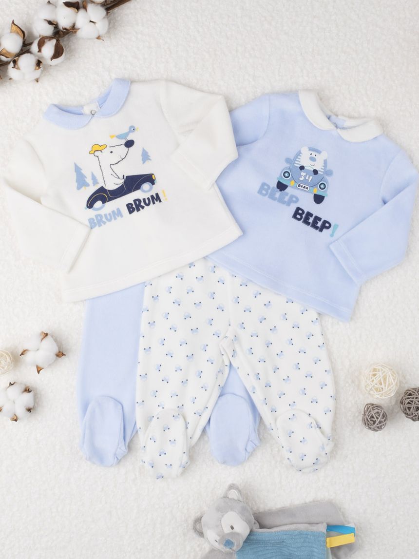 βρεφικά σετάκια σενίλ πακέτο x2 beep για αγόρι - Prénatal