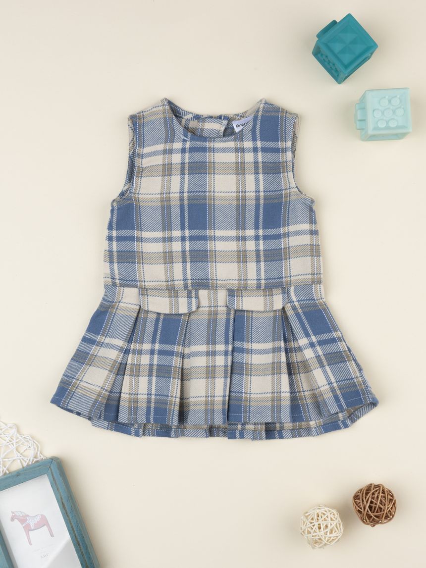 βρεφικό φόρεμα καρό μπλε/μπεζ για κορίτσι - Prénatal