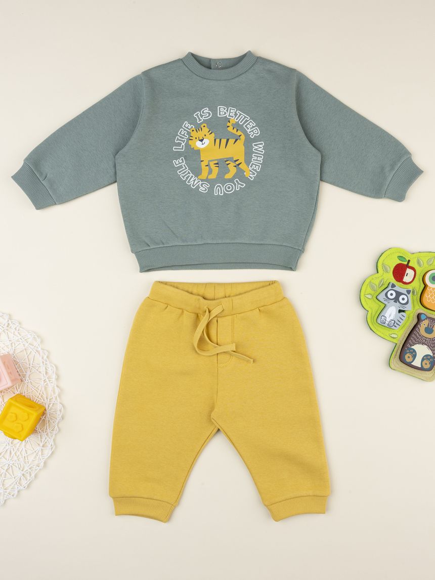 βρεφικό σετ μπλούζα φούτερ και φόρμα με τιγράκι για αγόρι - Prénatal