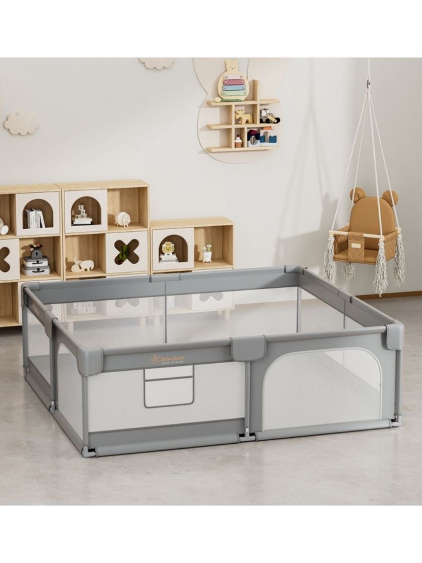 Bebe stars πάρκο για μωρά ορθογώνιο 180x200cm playzen grey 880-200 - Bebe Stars