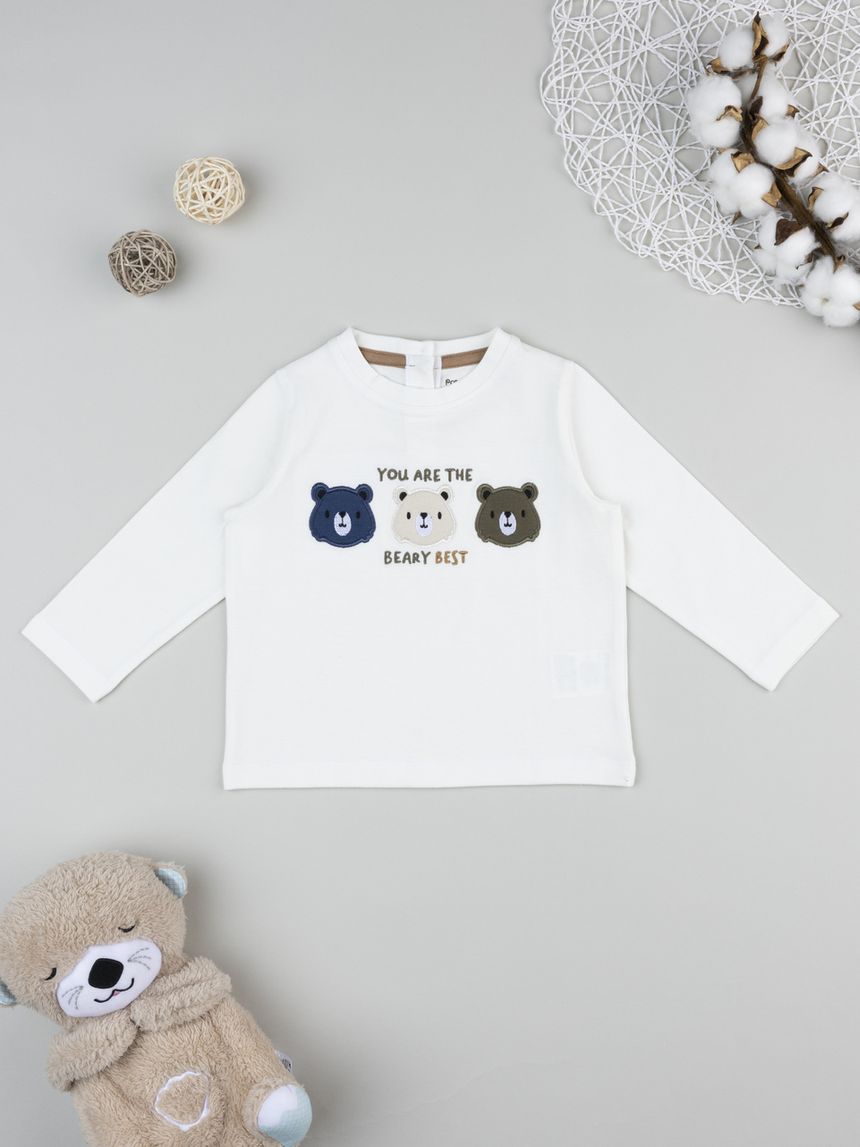 βρεφική μπλούζα λευκή με αρκουδάκια για αγόρι - Prénatal