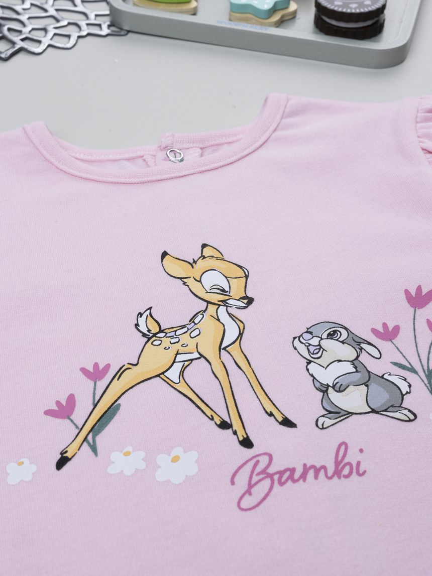 βρεφική πιτζάμα ολόσωμη ροζ bambi για κορίτσι - Prénatal