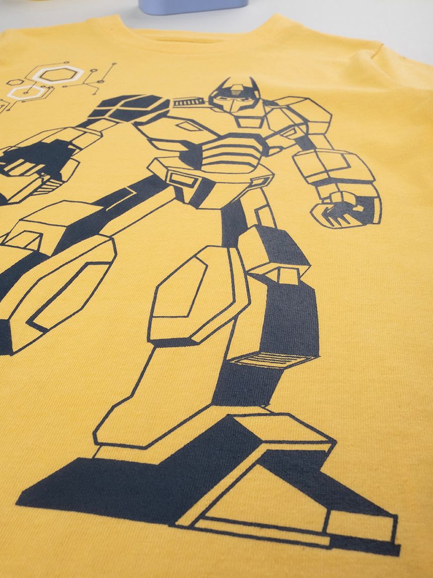 παιδική μπλούζα κίτρινη με ρομπότ για αγόρι - Prénatal