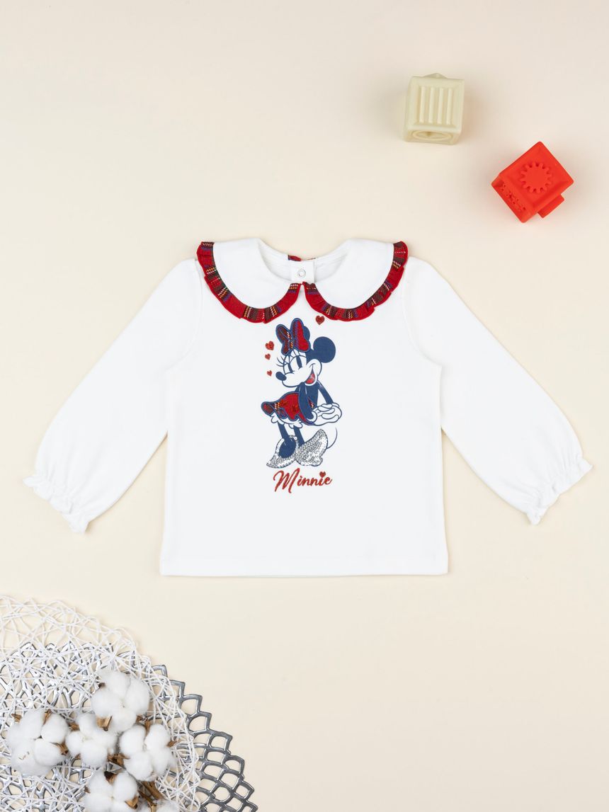 βρεφική μπλούζα πόλο λευκή minnie classic για κορίτσι - Prénatal