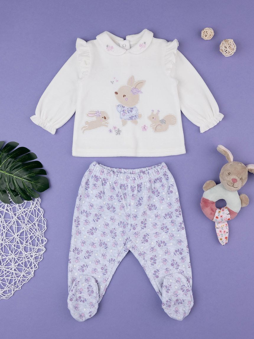 βρεφικό σετ μπλούζα και παντελόνι με λαγουδάκια για κορίτσι - Prénatal