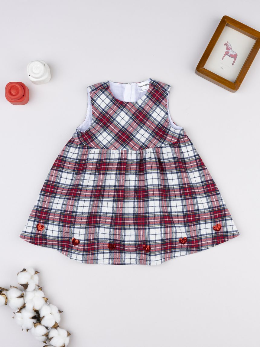 βρεφικό φόρεμα καρό με καρδούλες classic για κορίτσι - Prénatal