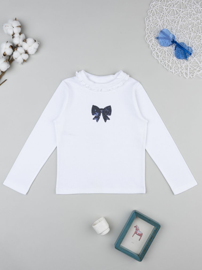 παιδική μπλούζα ζιβάγκο λευκή με φιογκάκι classic για κορίτσι - Prénatal