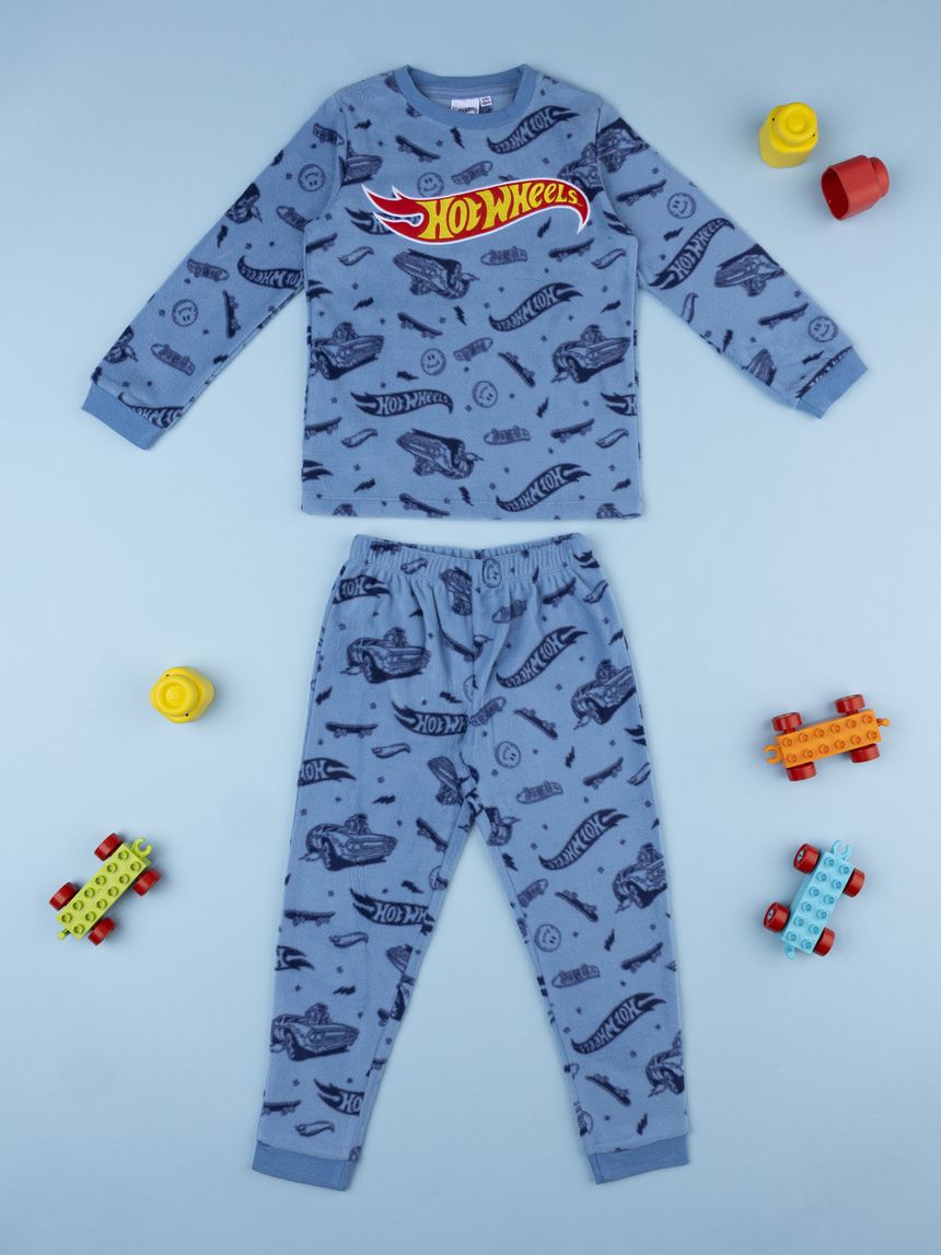 παιδική πιτζάμα fleece μπλε hot wheels για αγόρι - Prénatal