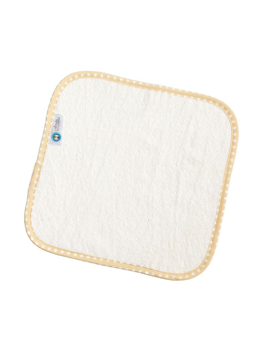 ο κόσμος του μωρού λαβέτα 30×30cm εκρού με ρέλι πουά μπεζ 15138 - O KOSMOS TOU MOROU