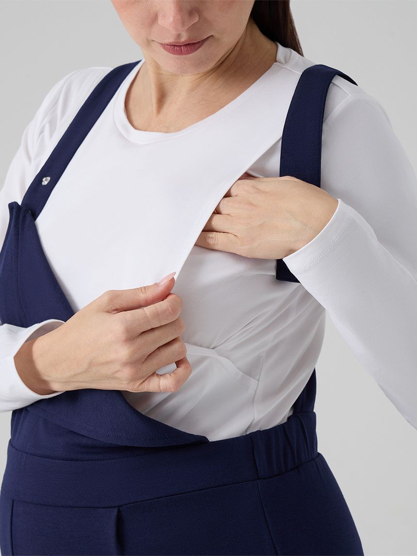 γυναικείο σετ σαλοπέτα και μπλούζα εγκυμοσύνης/θηλασμού μπλε - Prénatal