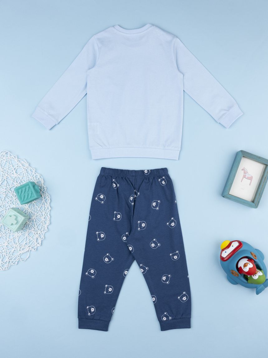 βρεφική πιτζάμα γαλάζια/μπλε με αρκουδάκι για αγόρι - Prénatal