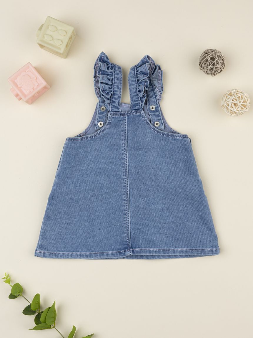 βρεφικό τζιν φόρεμα σαλοπέτα φλοράλ για κορίτσι - Prénatal