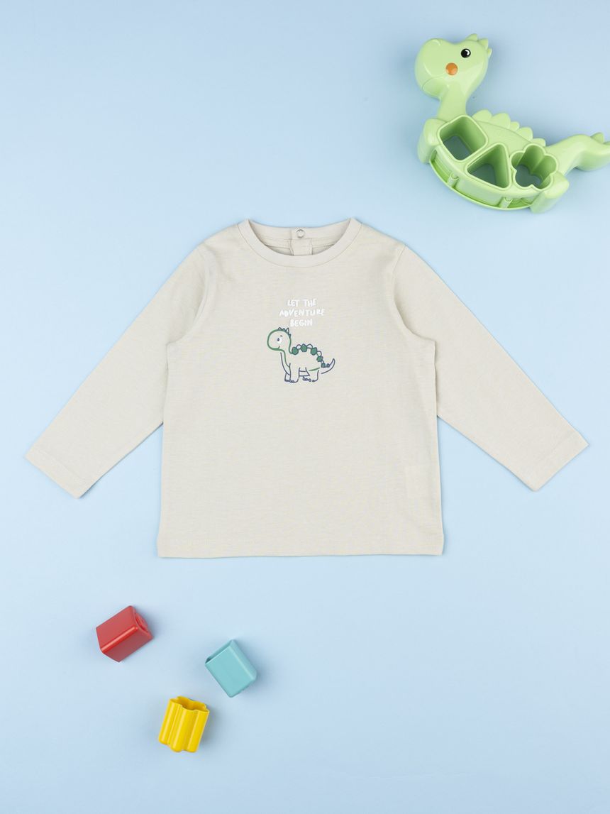 βρεφική μπλούζα μπεζ dinos για αγόρι - Prénatal