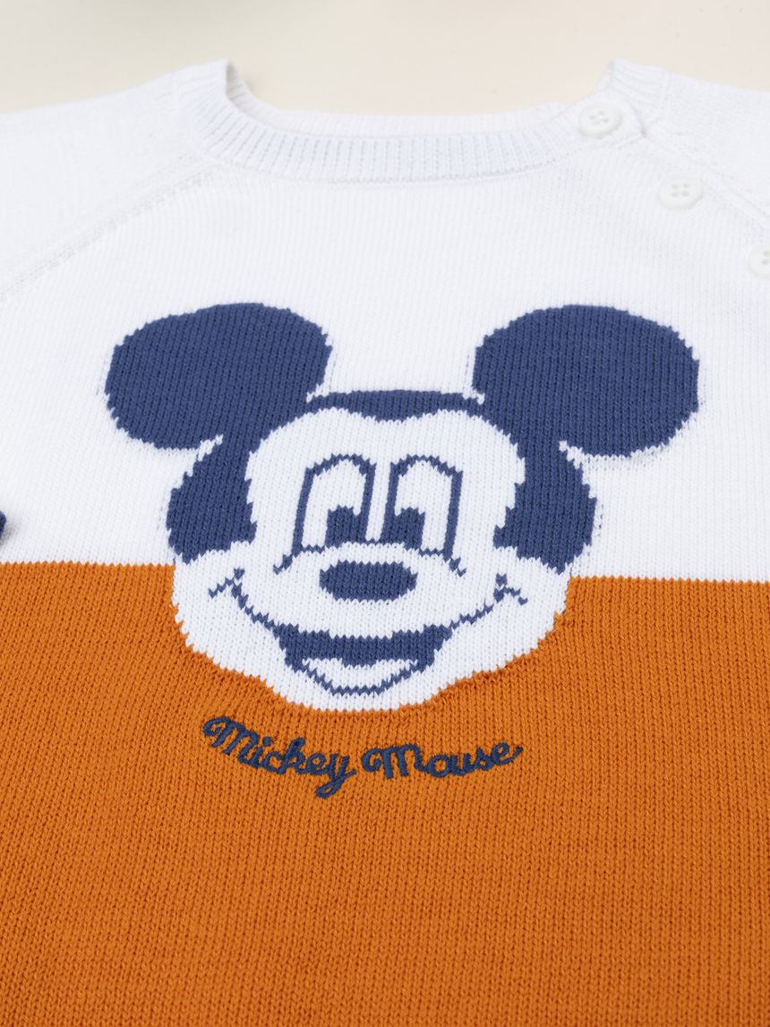 βρεφικό πουλόβερ λευκό/πορτοκαλί mickey για αγόρι - Prénatal