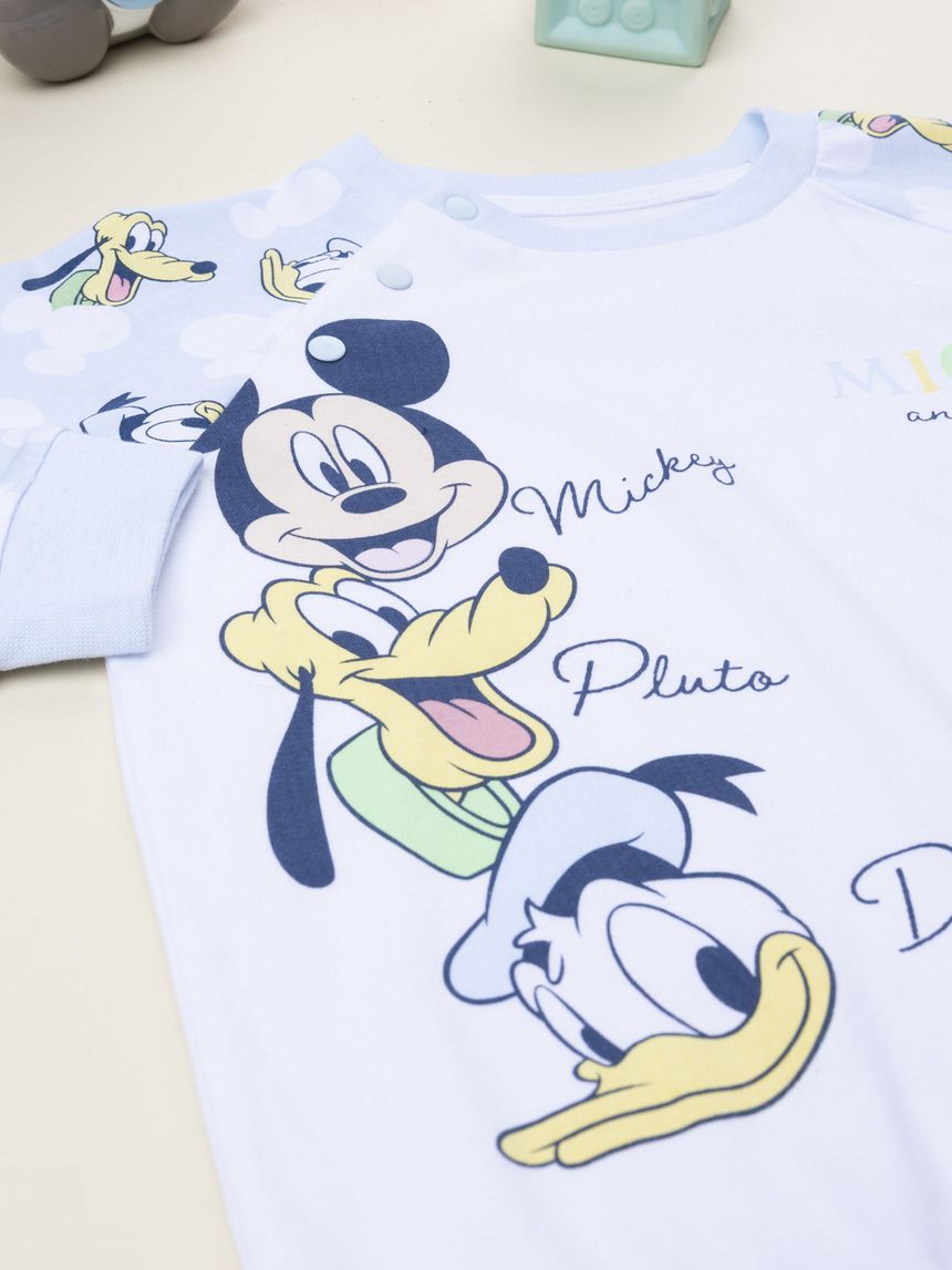βρεφική πιτζάμα γαλάζια/λευκή mickey & friends για αγόρι - Prénatal