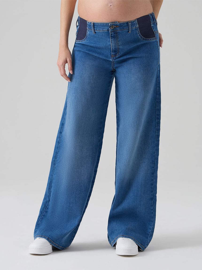 γυναικείο τζιν παντελόνι εγκυμοσύνης palazzo μπλε ανοιχτό - Prénatal