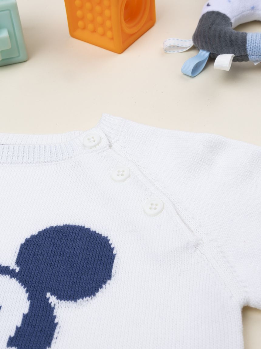 βρεφικό πουλόβερ λευκό/πορτοκαλί mickey για αγόρι - Prénatal