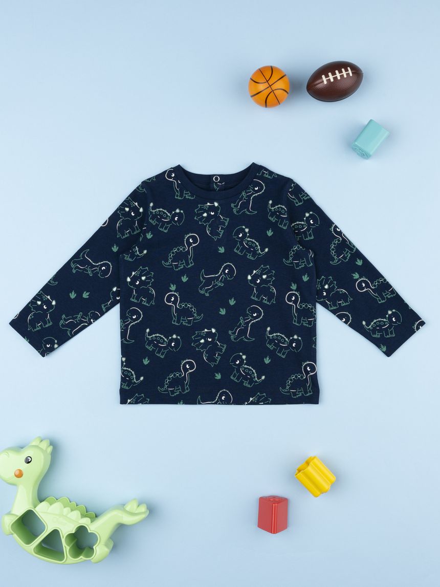 βρεφική μπλούζα μπλε dinos για αγόρι - Prénatal