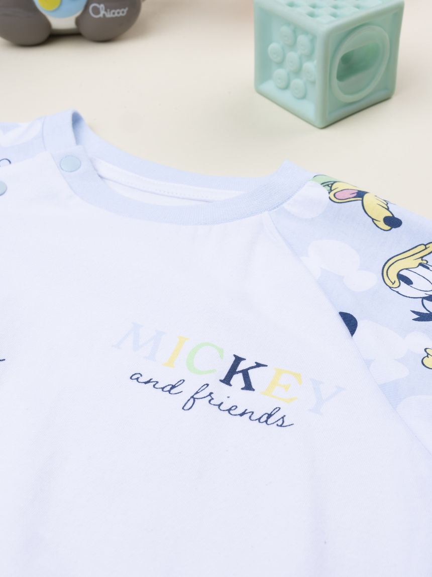 βρεφική πιτζάμα γαλάζια/λευκή mickey & friends για αγόρι - Prénatal