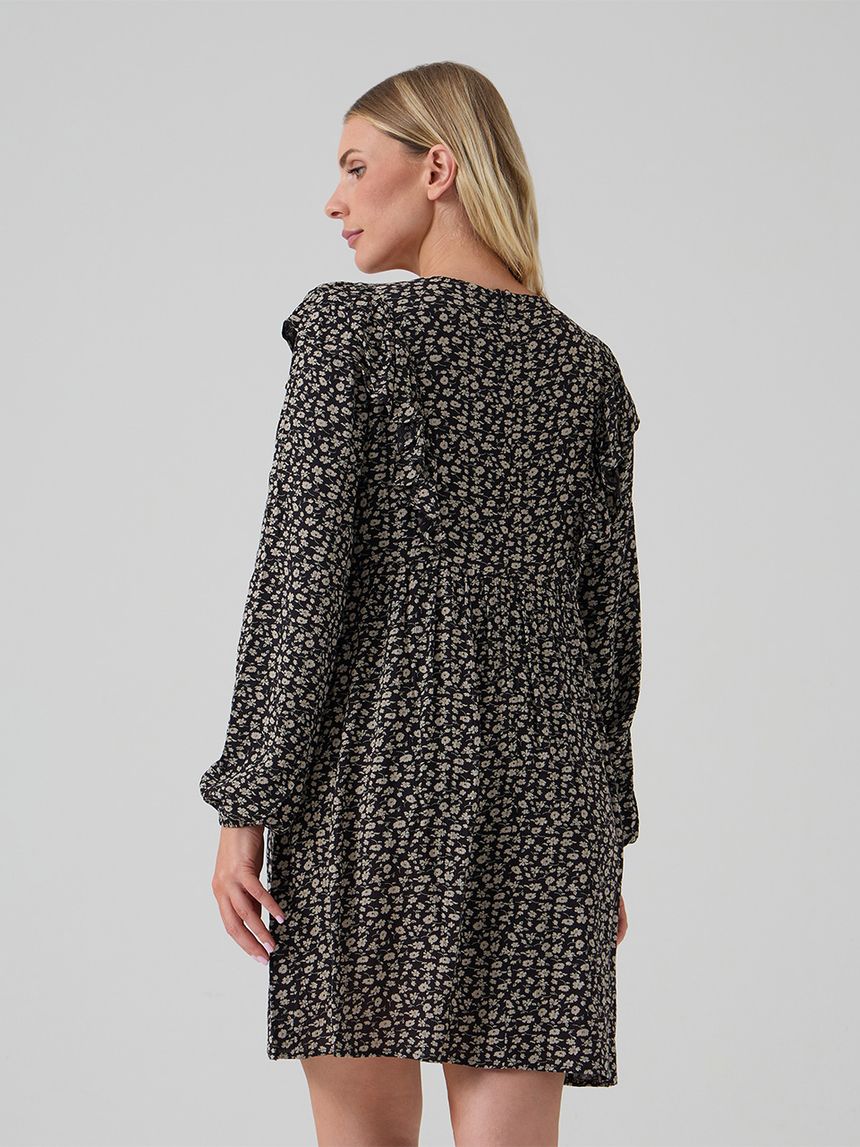 γυναικείο φόρεμα εγκυμοσύνης/θηλασμού μαύρο φλοράλ - Prénatal