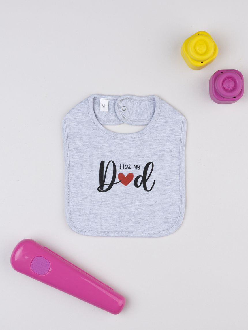 βρεφική σαλιάρα γκρι i love my dad unisex - Prénatal