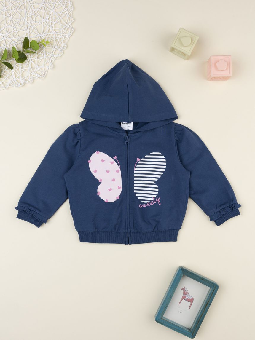 βρεφική ζακέτα φούτερ μπλε sweety για κορίτσι - Prénatal