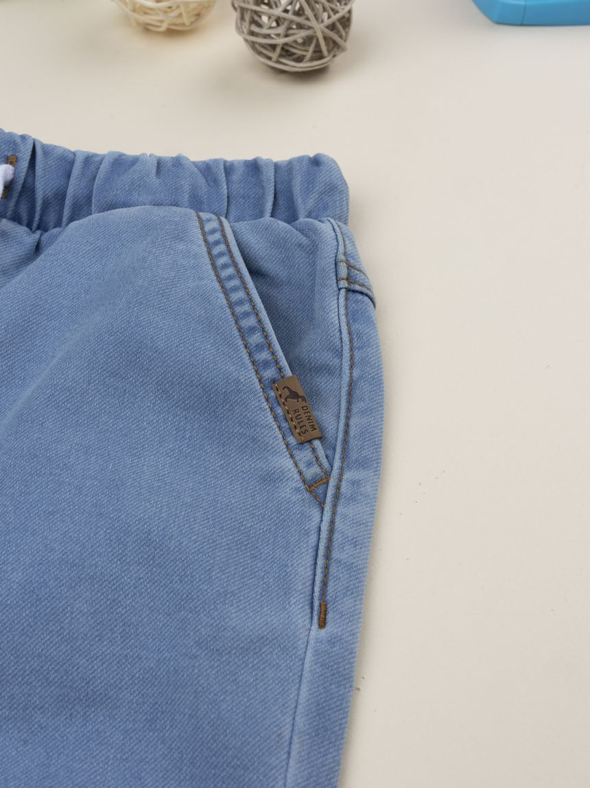 παιδικό τζιν παντελόνι μπλε ανοιχτό με κορδόνι για αγόρι - Prénatal