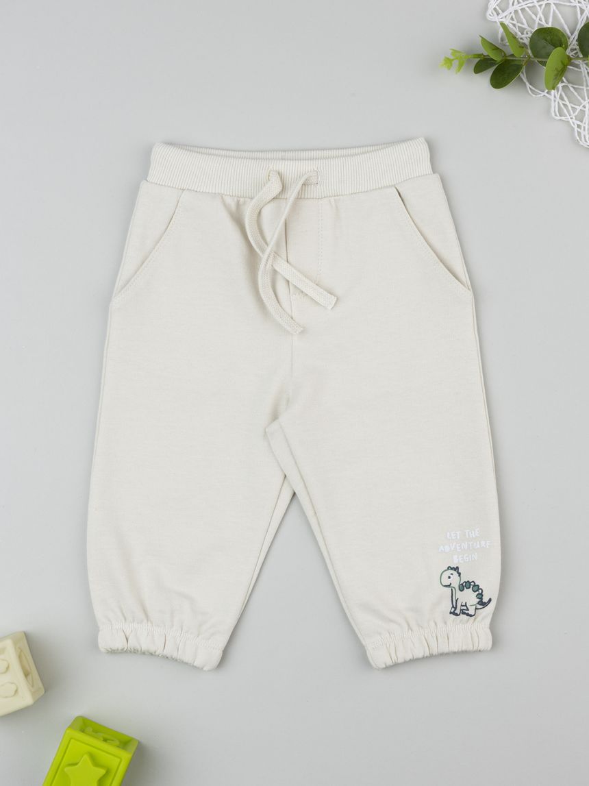 βρεφικό παντελόνι φόρμας μπεζ dino για αγόρι - Prénatal
