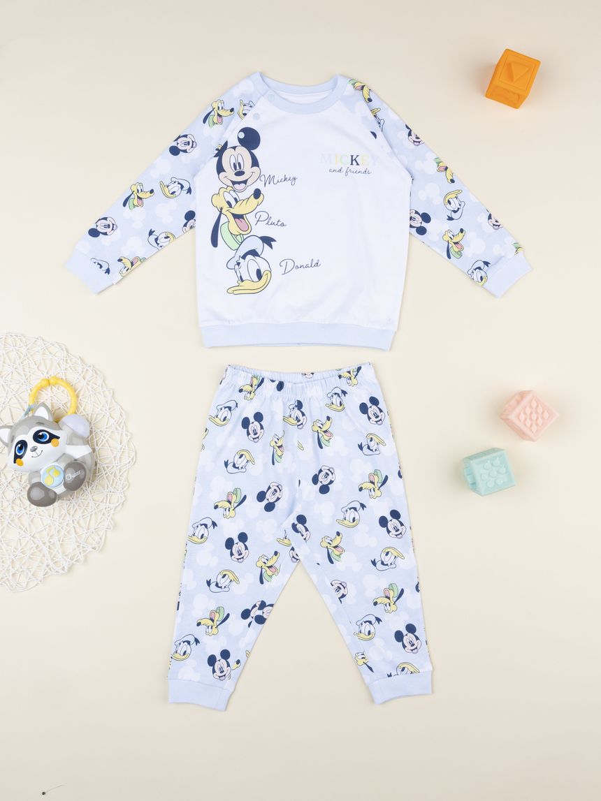 βρεφική πιτζάμα γαλάζια/λευκή mickey & friends για αγόρι - Prénatal