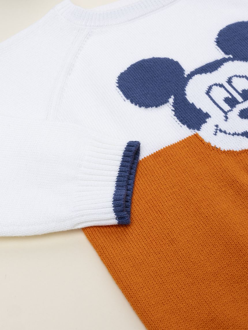βρεφικό πουλόβερ λευκό/πορτοκαλί mickey για αγόρι - Prénatal