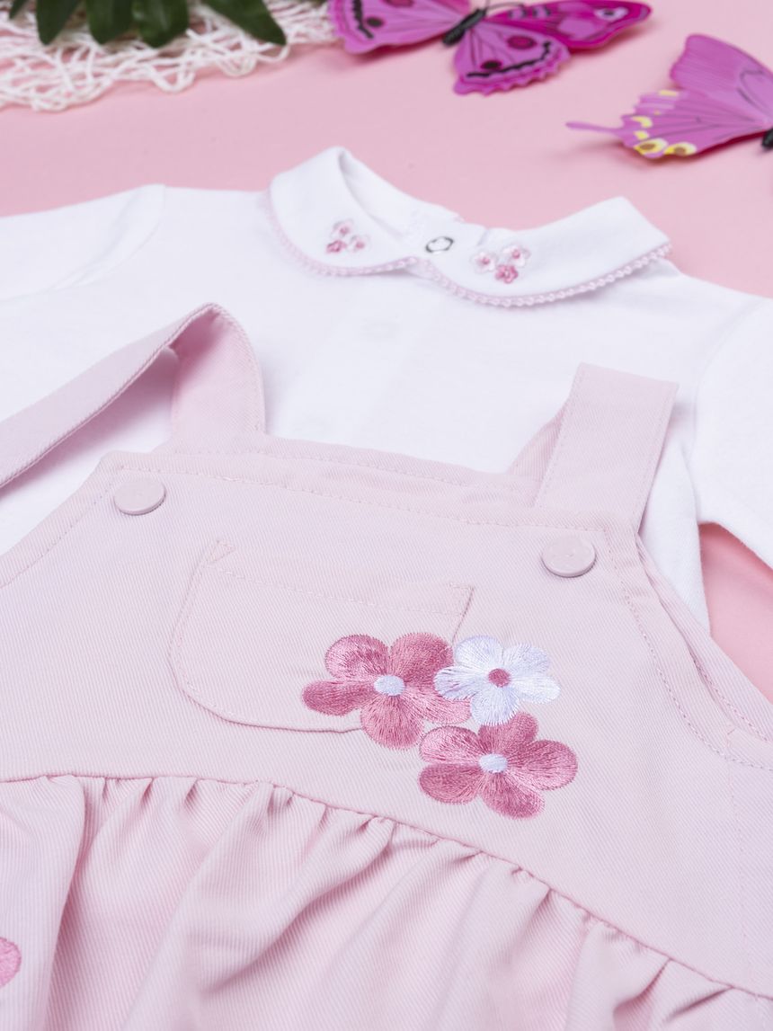 βρεφικό σετ μπλούζα και σαλοπέτα με λουλούδια για κορίτσι - Prénatal