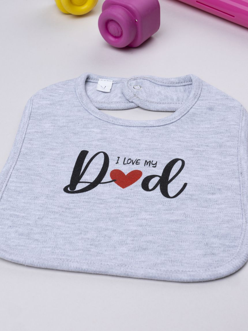 βρεφική σαλιάρα γκρι i love my dad unisex - Prénatal