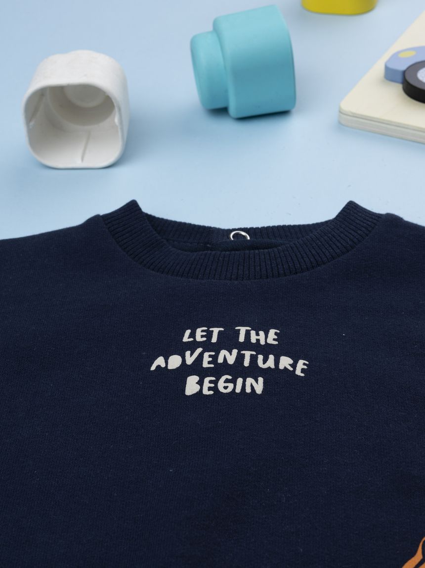 βρεφική μπλούζα φούτερ μπλε dinos για αγόρι - Prénatal