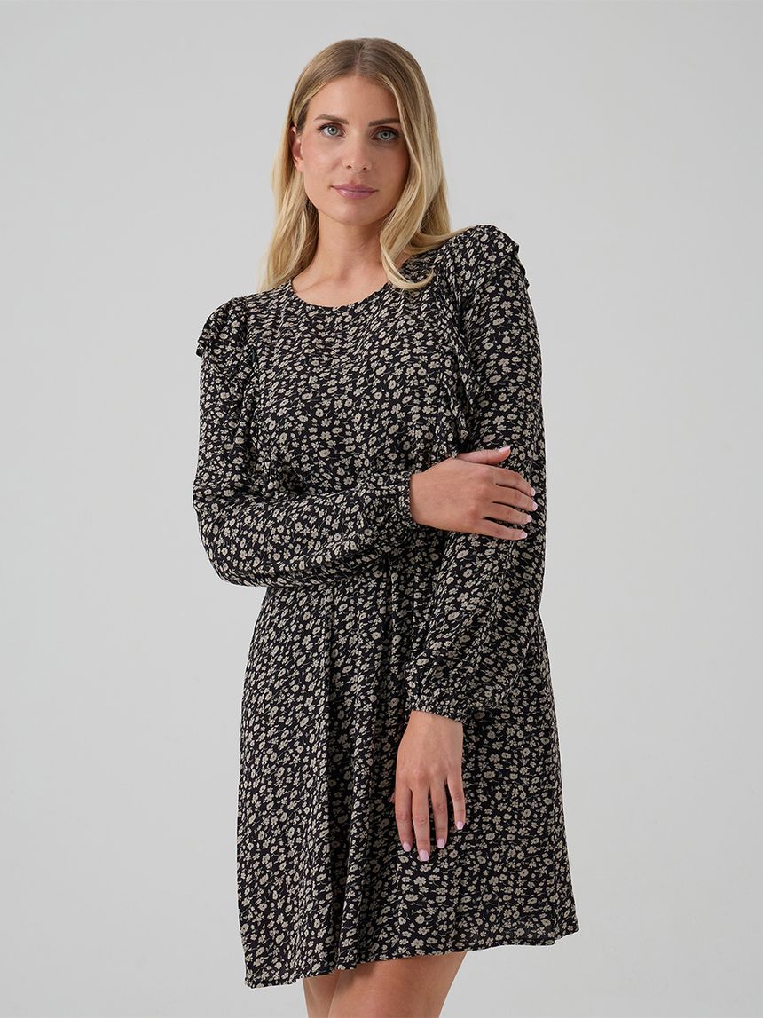 γυναικείο φόρεμα εγκυμοσύνης/θηλασμού μαύρο φλοράλ - Prénatal