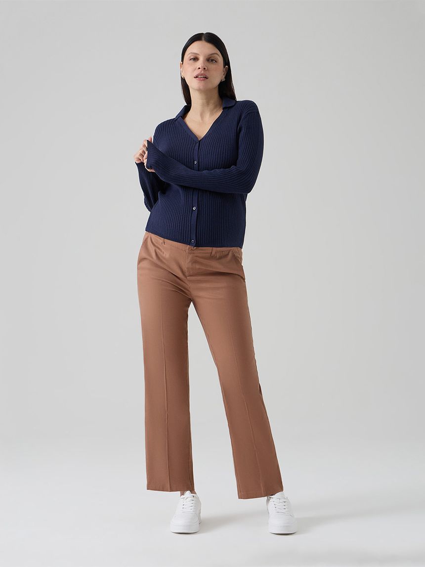 γυναικείο παντελόνι εγκυμοσύνης palazzo καφέ - Prénatal