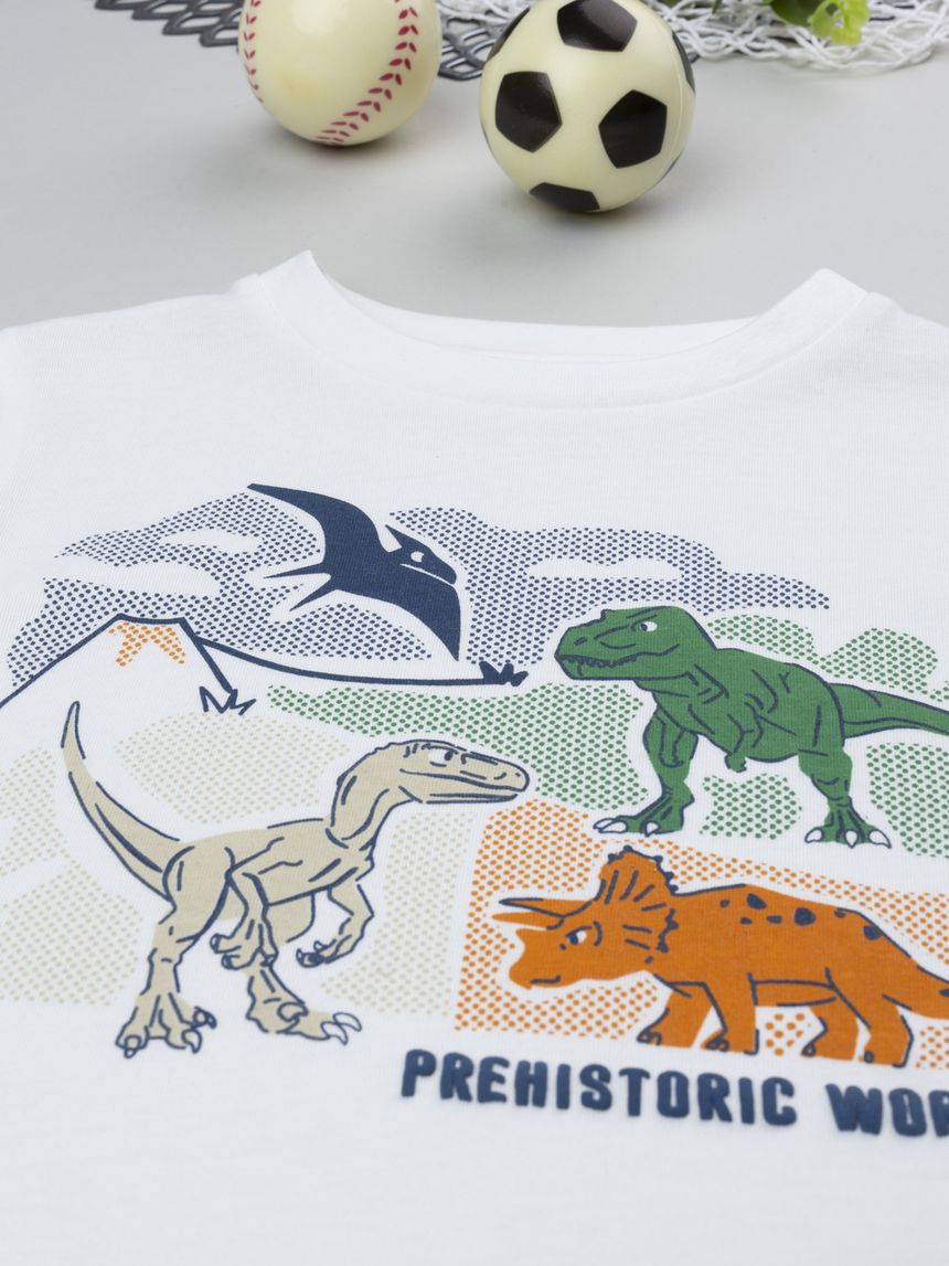 παιδική μπλούζα λευκή dinos για αγόρι - Prénatal
