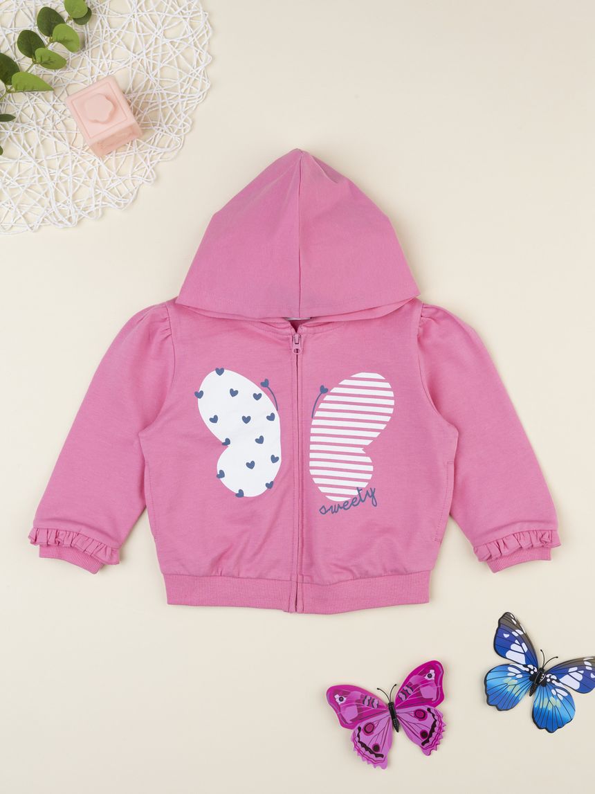 βρεφική ζακέτα φούτερ ροζ sweety για κορίτσι - Prénatal