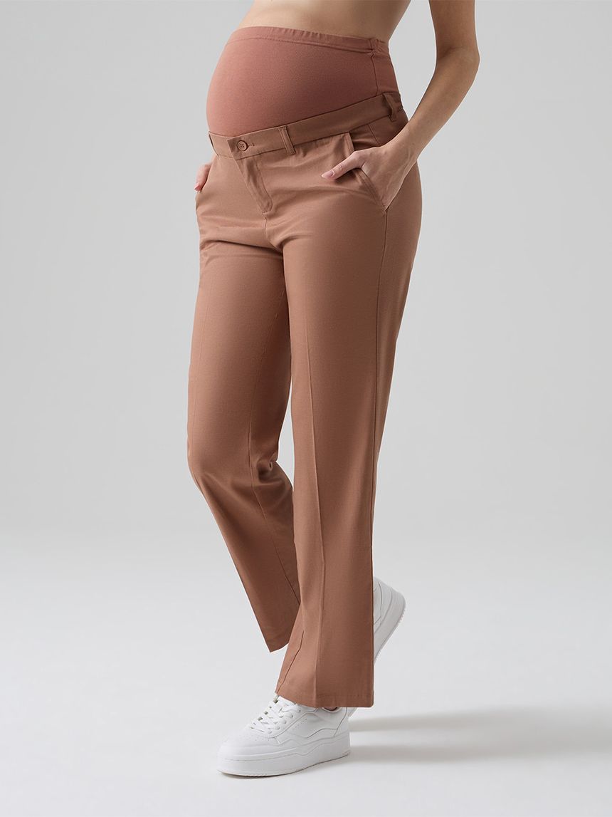 γυναικείο παντελόνι εγκυμοσύνης palazzo καφέ - Prénatal