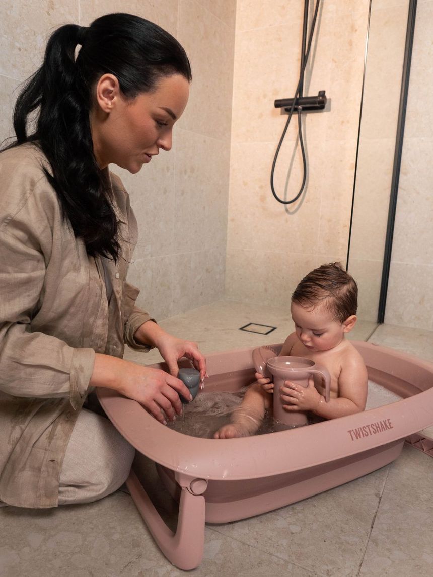 Twistshake βρεφικό μπανάκι με μειωτή και βοηθητική κανάτα faded pink 32-08-78145 - Twistshake