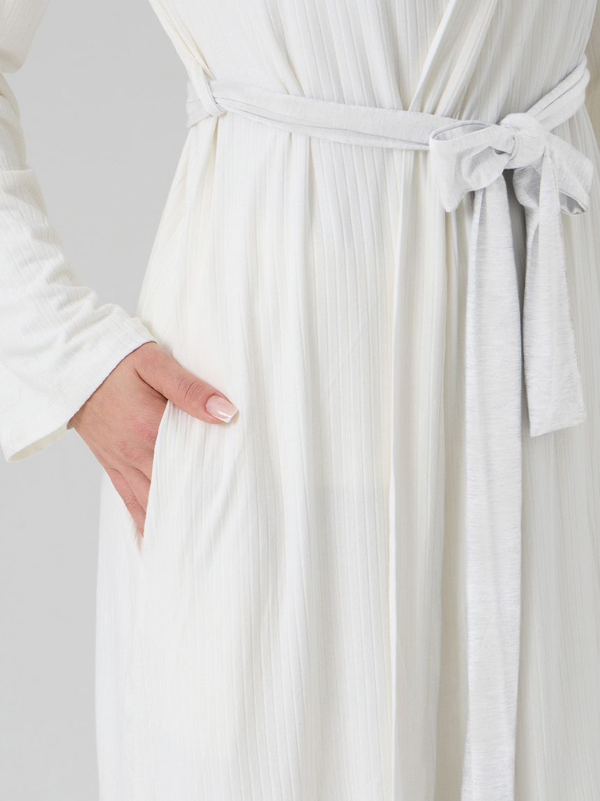 γυναικεία ρόμπα εγκυμοσύνης/θηλασμού λευκή ριμπ - Prénatal