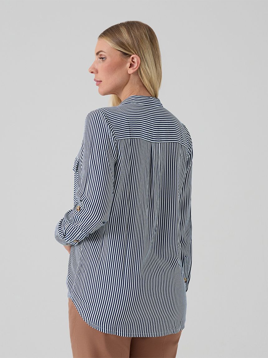 γυναικείο πουκάμισο εγκυμοσύνης/θηλασμού ριγέ μπλε/λευκό - Prénatal