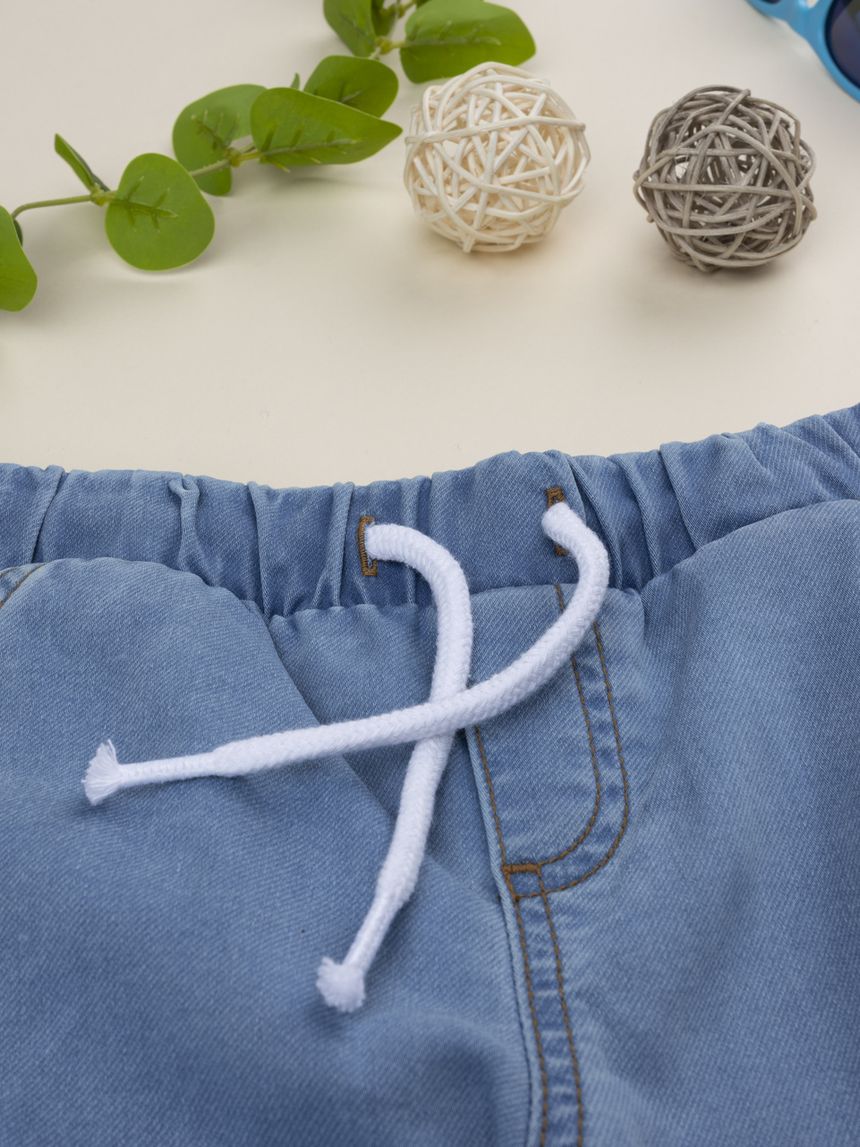 παιδικό τζιν παντελόνι μπλε ανοιχτό με κορδόνι για αγόρι - Prénatal