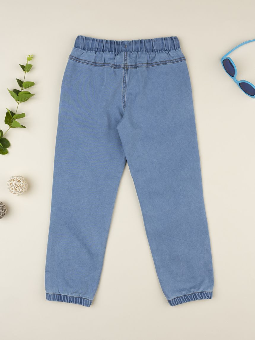παιδικό τζιν παντελόνι μπλε ανοιχτό με κορδόνι για αγόρι - Prénatal