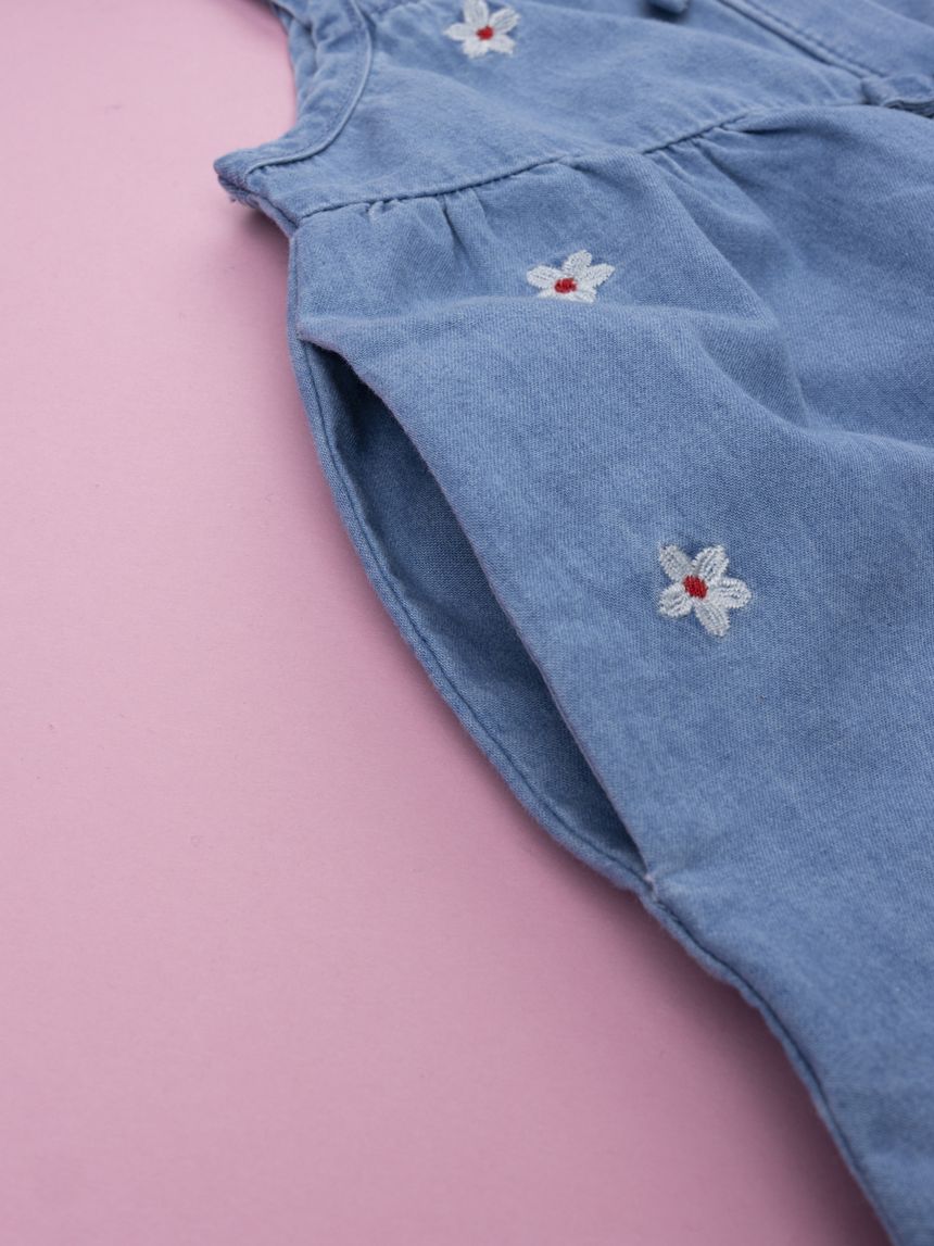 βρεφικό τζιν φόρεμα πλε με μαργαρίτες για κορίτσι - Prénatal