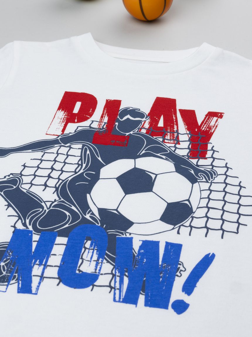 παιδική μπλούζα λευκή play now για αγόρι - Prénatal