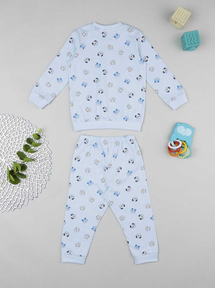 βρεφική πιτζάμα γαλάζια με σκυλάκια για αγόρι - Prénatal