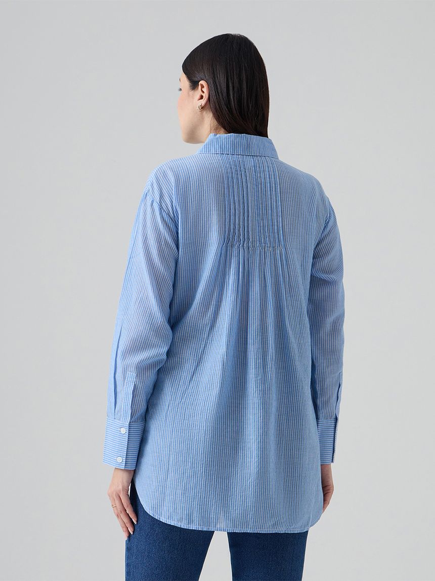 γυναικείο πουκάμισο εγκυμοσύνης/θηλασμού ριγέ γαλάζιο/λευκό - Prénatal